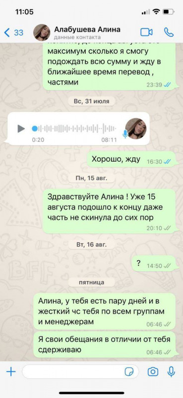 Алабушева Алина (1999 г.р.) - ЧС эскорта Алабушева Алина (1999 г.р.) - ЧС эскорта
